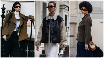 woman wearing wool jacket, woman wearing leather jacket, woman wearing suede jacket