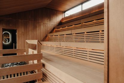 wyld sauna timber seating interior 