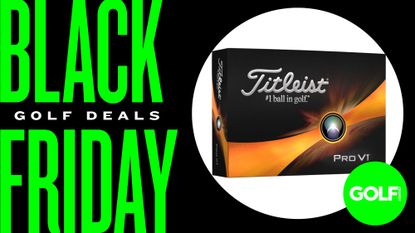 A Titleist Pro V1 box in a Black Friday circle