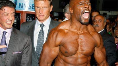 NEW YORK - AUGUST 19: (L-R) Sylvester Stallone, Dolph Lundgren and Terry Crews attend the ringing of the opening bell at the New York Stock Exchange on August 19, 2010 in New York City.