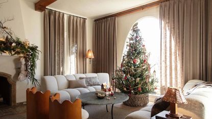 Christmas tree in a neutral living room