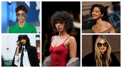 five women with different haircuts in a grid pattern