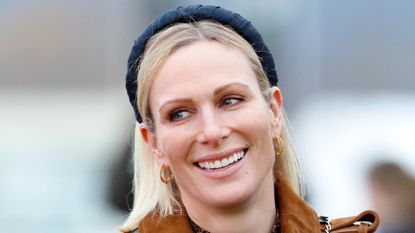 Zara Tindall attends day 1 of The Christmas Meeting at Cheltenham Racecourse on December 13, 2024