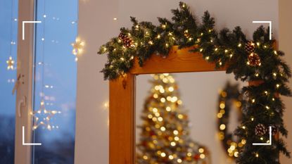 picture of illuminated Christmas decorations in home 