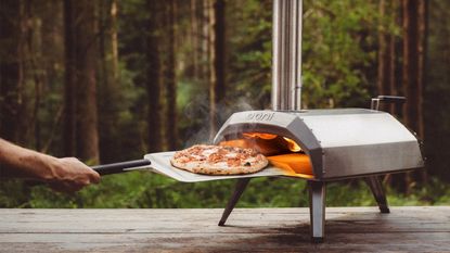 An Ooni pizza oven outdoors