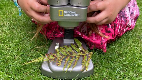 National Geographic Ultimate Dual Stereo Microscope outside in a garden