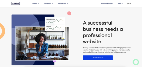 screenshot of Jimdo homepage
