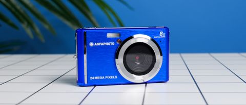 A blue AgfaPhoto Realishot DC5500 compact camera