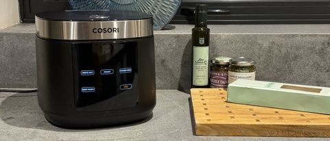 cosori 5.0-quart rice cooker testing in kitchen