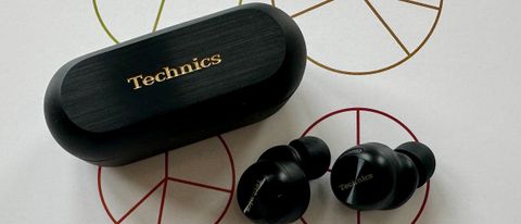 Technics EAH-AZ100 in-ear headphones on a white surface