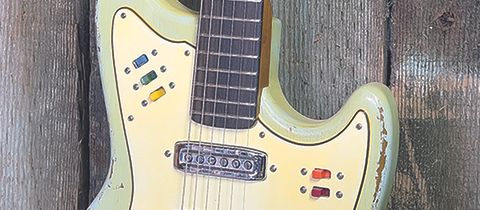 A detail photo of an Abernethy Sonic Empress THC electric guitar