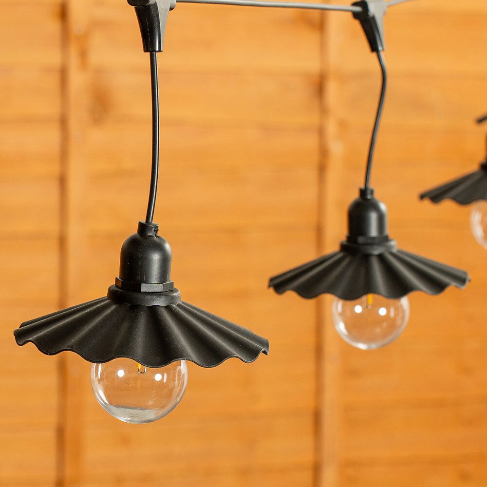 6 X Outdoor Pleated Scallop Garden String Lights - Battery Operated