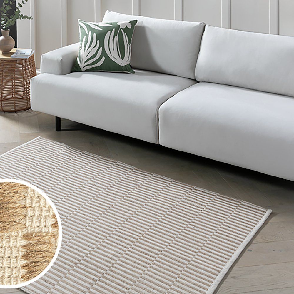 Habitat Modern Country Block Natural Flatweave Rug - 120x170