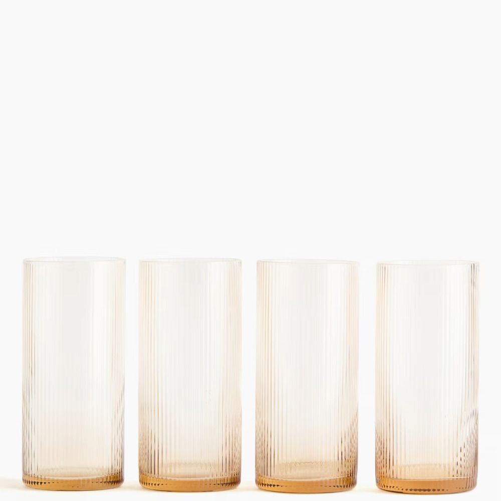 Set of four amber glass tumblers