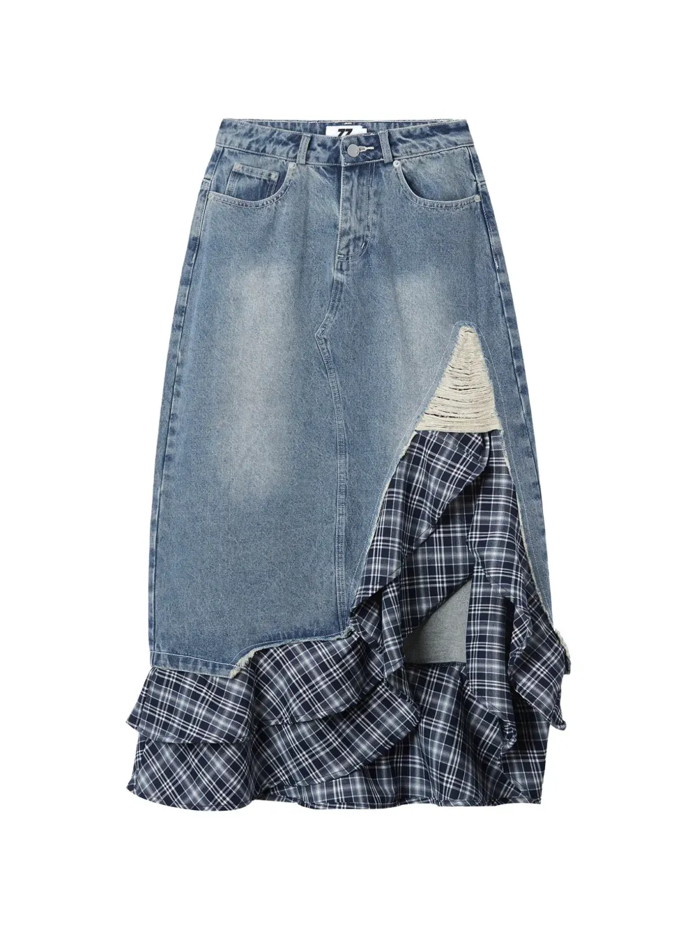 Izzue Frayed Check Ruffled Skirt | 26