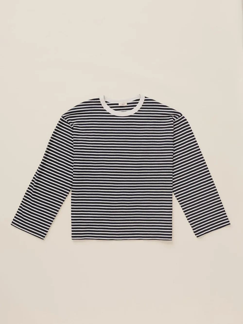 Faherty Brand, Sunwashed Long-Sleeve Retro Tee - Inkwell Stripe