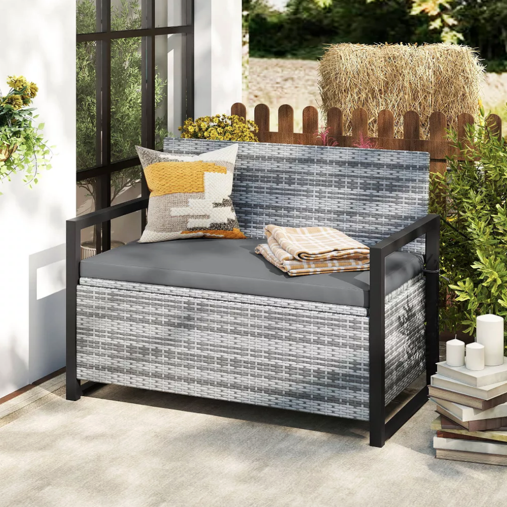 Costway Wicker Storage Bench