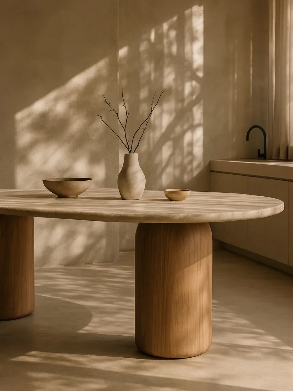Tommy Franks, Tommy Franks Basilca Dining Table - 270cm - Walnut Travertine