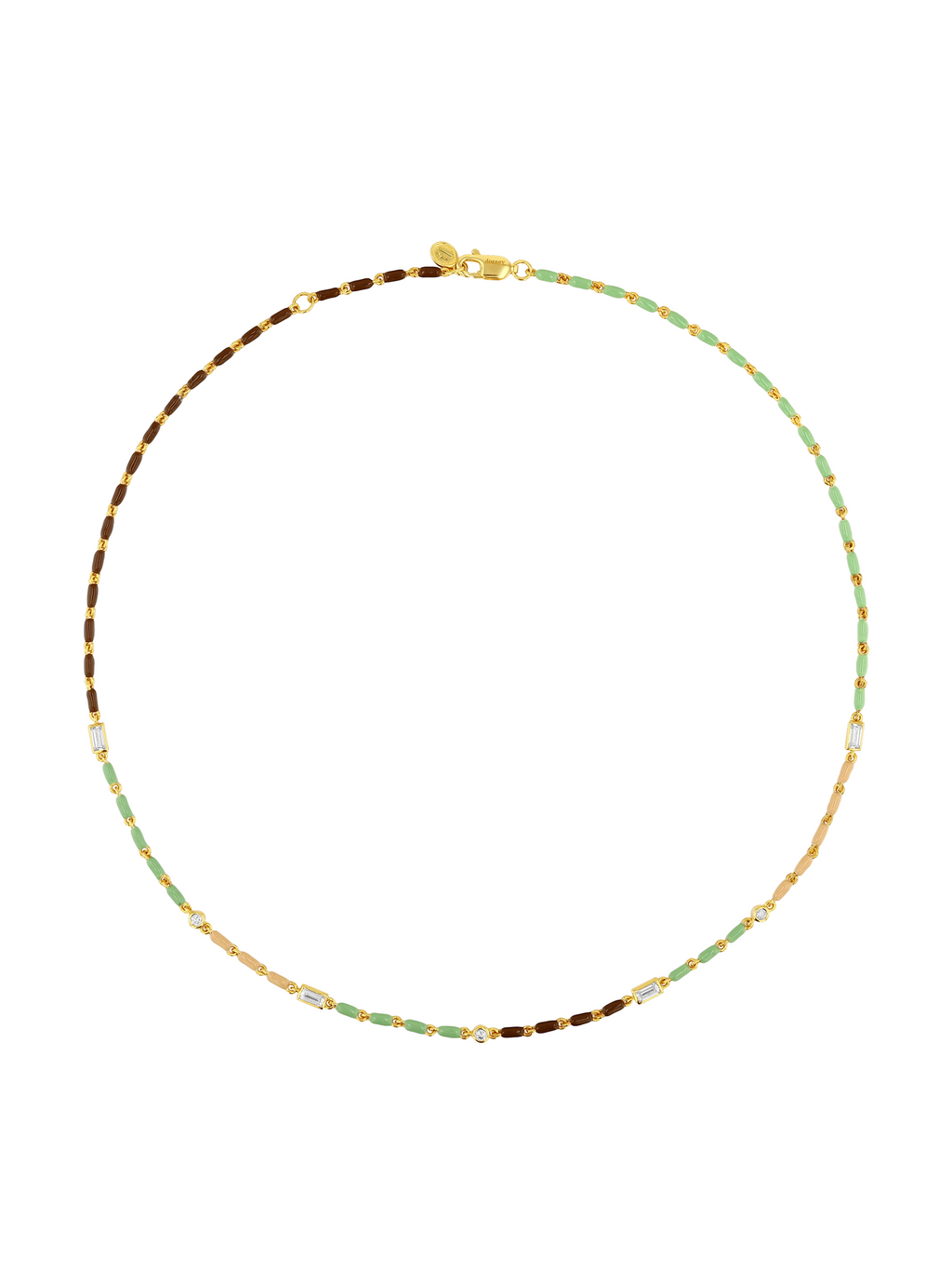 Enamel Moissanite Necklace in Terre, 18k Gold Vermeil