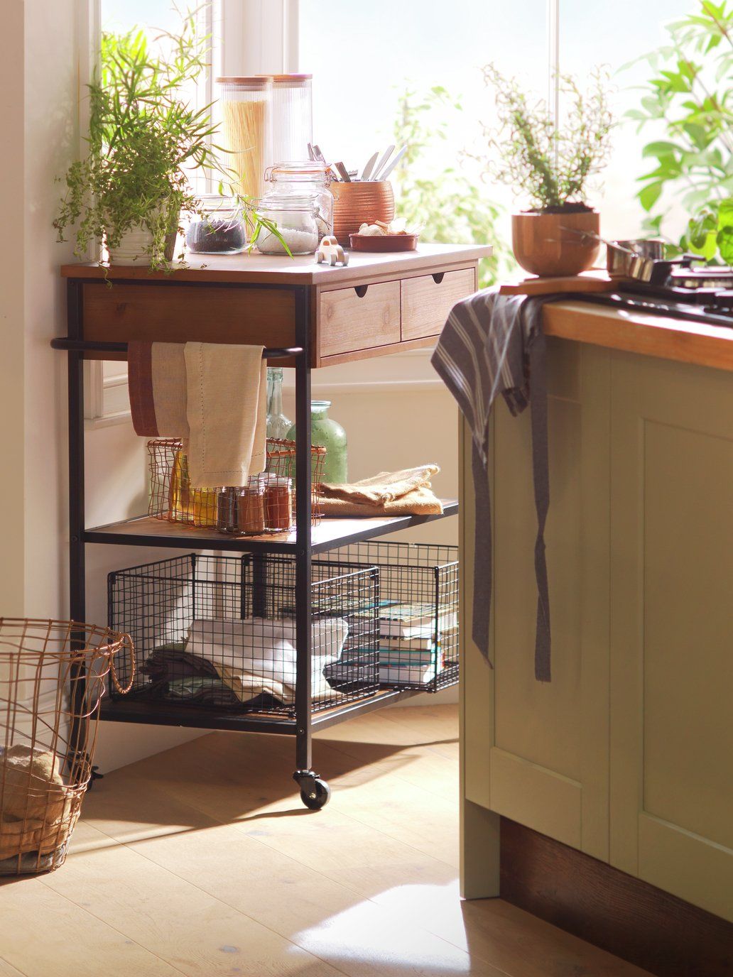 Habitat Metal and Wood Kitchen Trolley