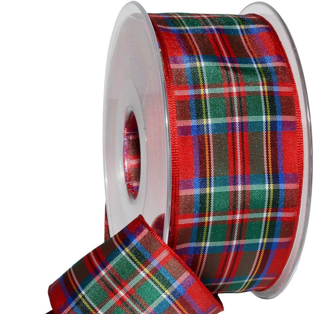 Morex Ribbon Edinburgh Ribbon, Scottish Heritage Family Colors, Christmas and Wedding Decorations, Plaid, 1.5 Inch by 27 Yards, Royal Stewart