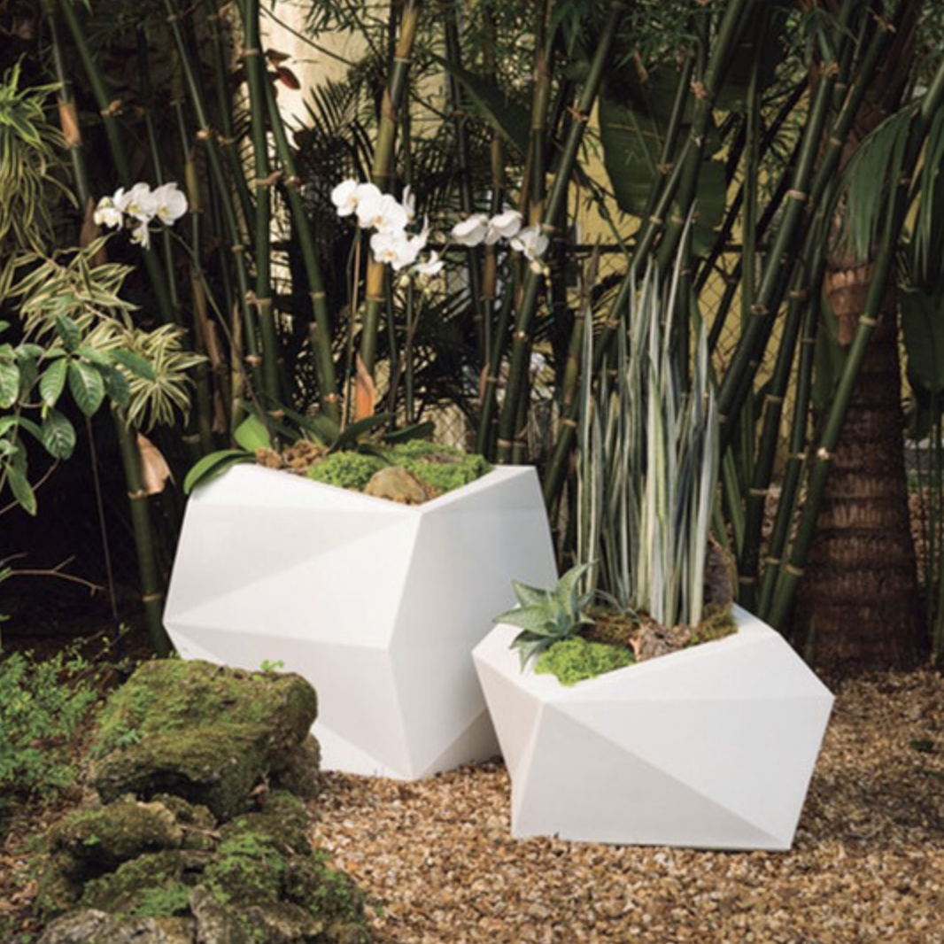 white origami planters