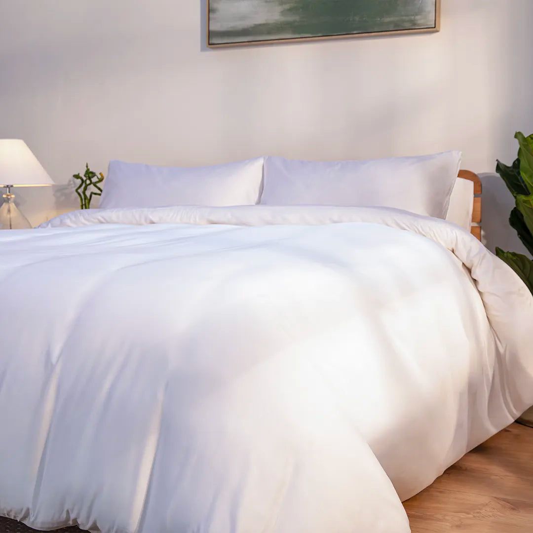 100% Bamboo Bedding Set - Uk Single / Pure White