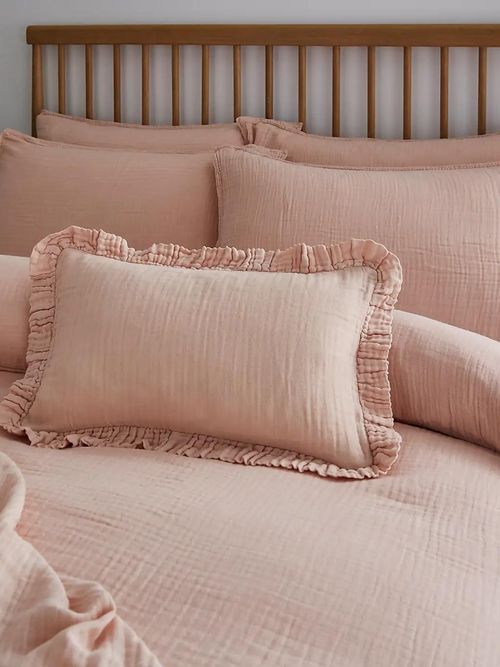 Cotton Muslin Frilled Cushion Cover