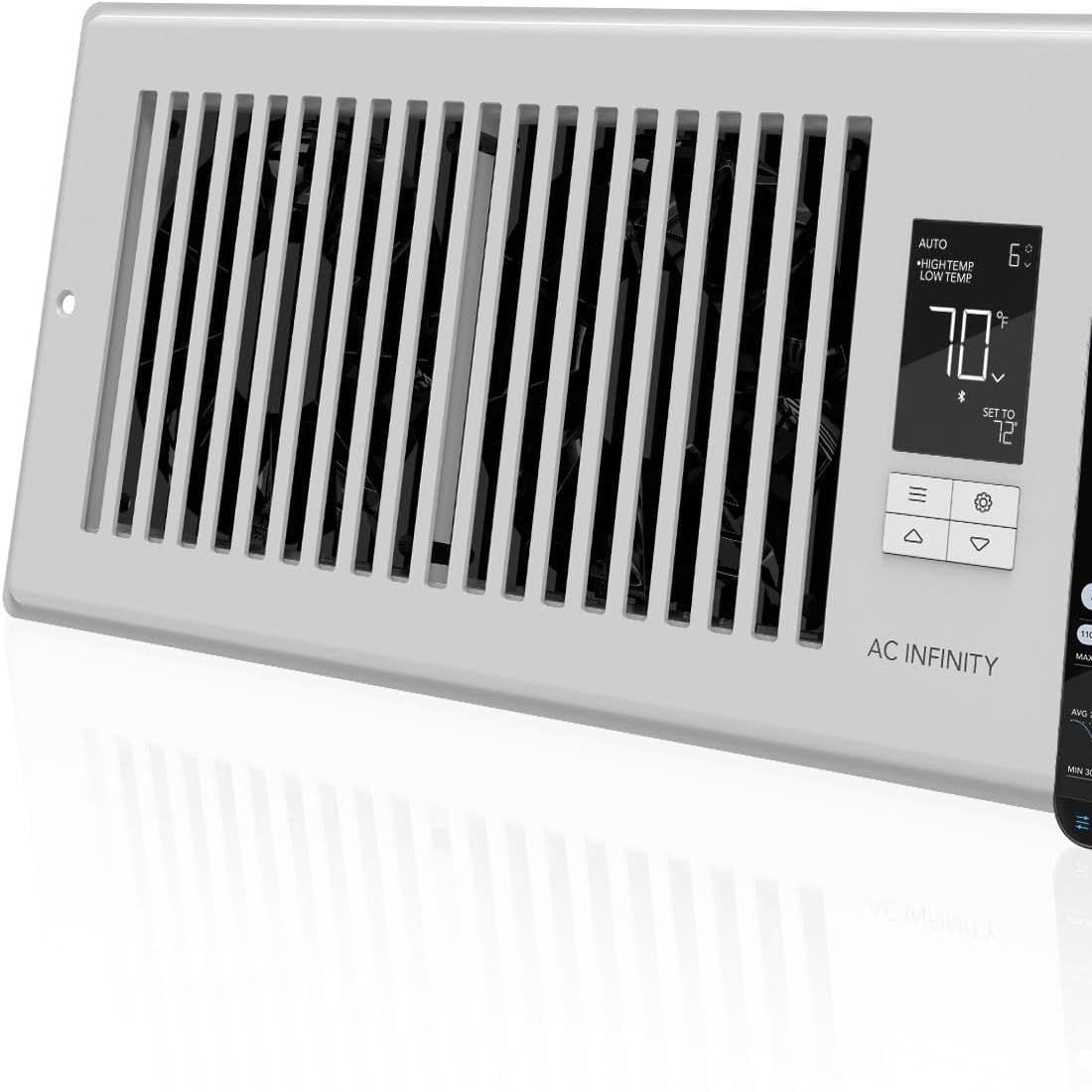 Ac Infinity Airtap T4 White, Register Booster Fan for 4&amp;rdquo; X 10&amp;rdquo; Register Holes, Improves Heating &amp;amp; Cooling Vents, Quiet 10-Speeds, Bluetooth App Control Data Alerts. Only Fits 4&amp;rdquo; X 10&amp;rdquo; Duct Openings