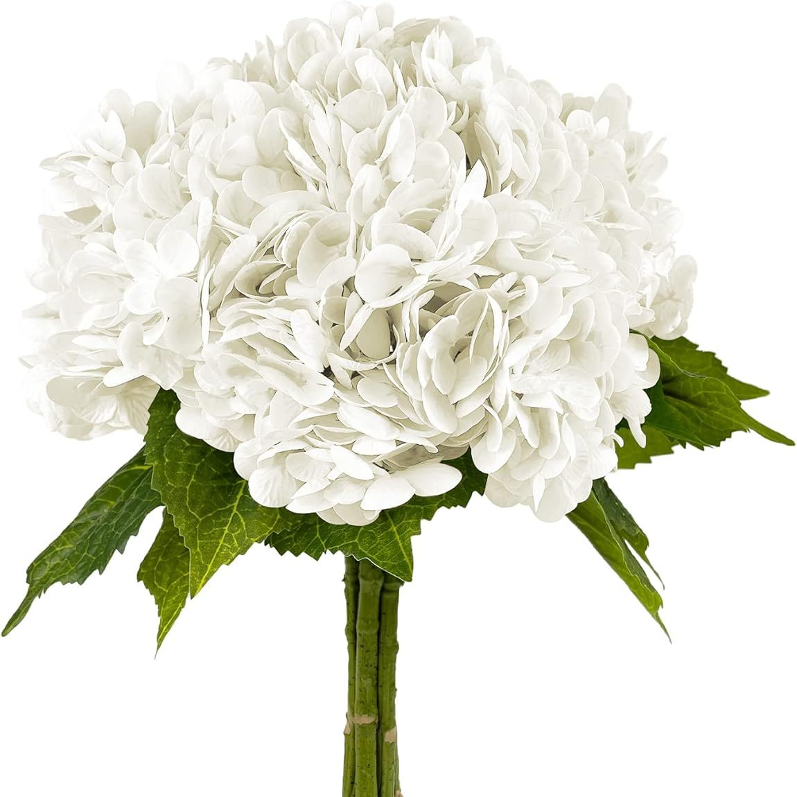 Yatim 21in White Artificial Hydrangea Flowers 5 Pcs Real Touch 3d Print Latex Flowers for Wedding Centerpieces Bouquets Diy Floral Decor Home Decoration With Stems