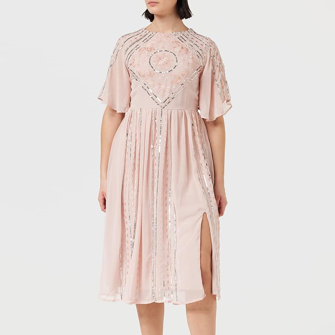 Frock and Frill Women&#039;s Embellished Dress Special Occasion, Blush, 12