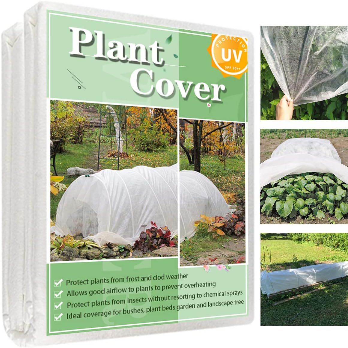 Hortifan Plant Covers Freeze Protection, 10ft X 50ft 0.9oz Reusable Floating Row Cover Plant Blankets Frost Cloth for Clod Winter Frost Sun Pest Protection