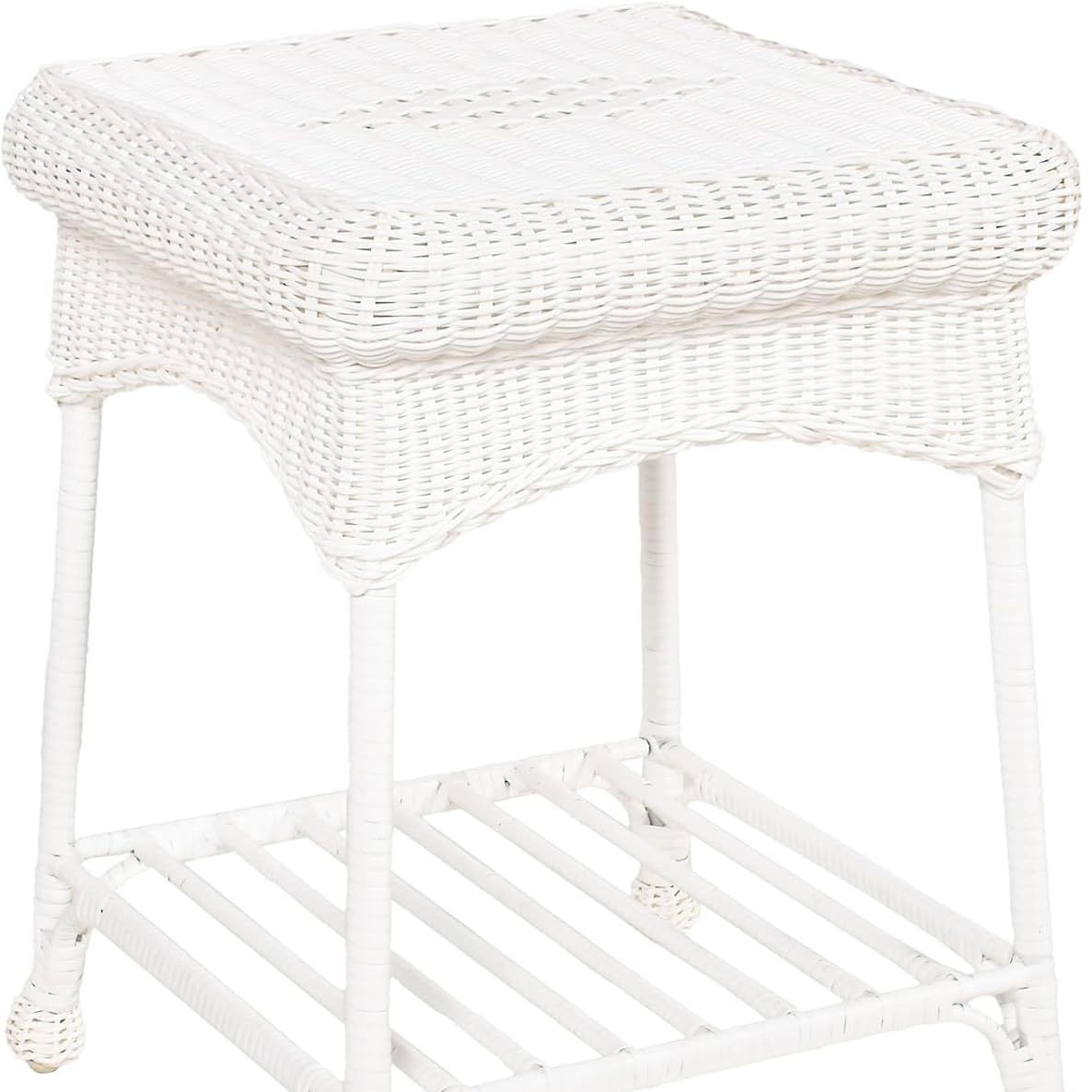 Jeco Inc Outdoor White Wicker End Table