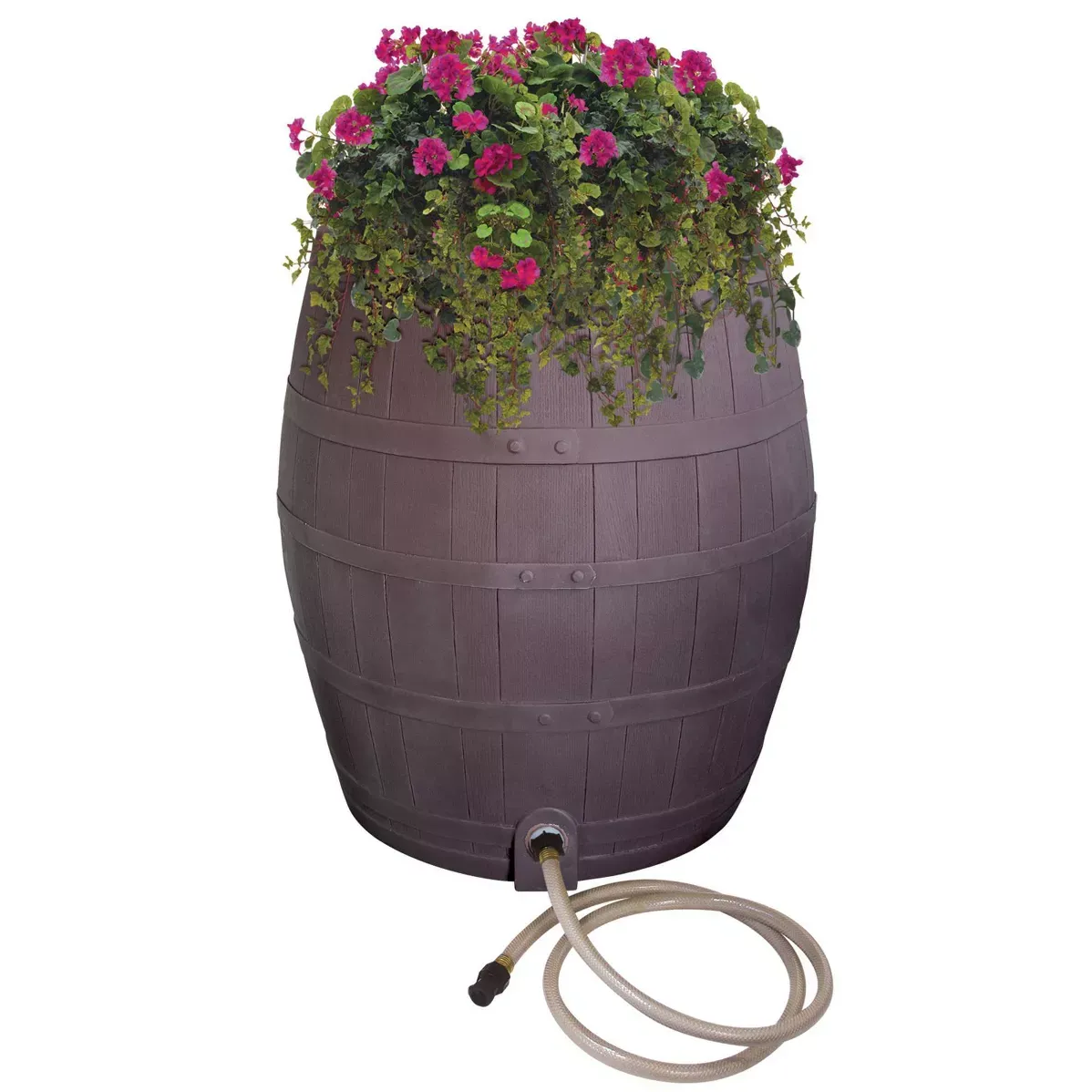 Emsco Flatback 50gal Whiskey Rain Barrel Brown