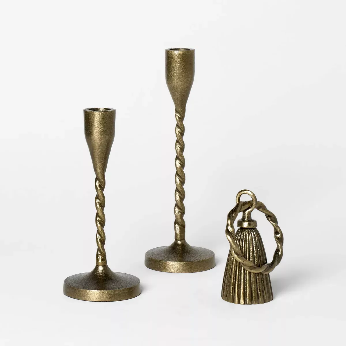 3pc Metal Taper Candle Holders and Candle Snuffer Set Gold - Thresholdu0026#8482; Designed With Studio Mcgee