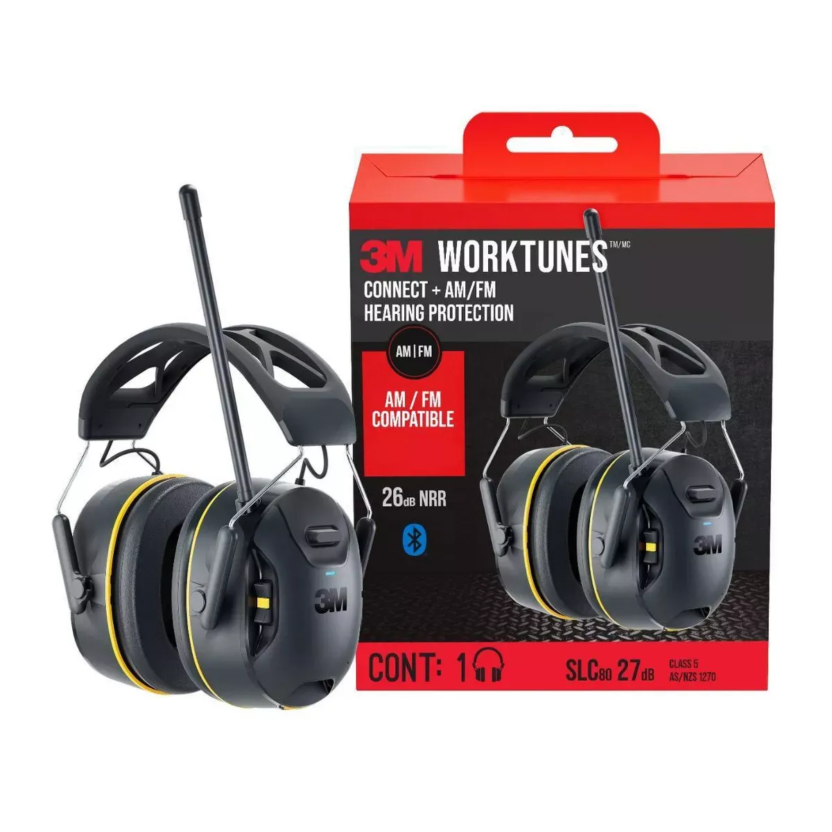 3m Company Worktunes Connect Am-Fm Wireless Hearing Protector With Bluetooth Black