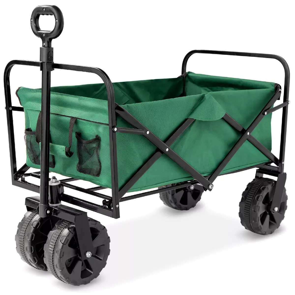 Best Choice Products 36in Folding Multipurpose Indoor Outdoor Utility Cart W/ Swivel Wheels, Adjustable Handle - Green