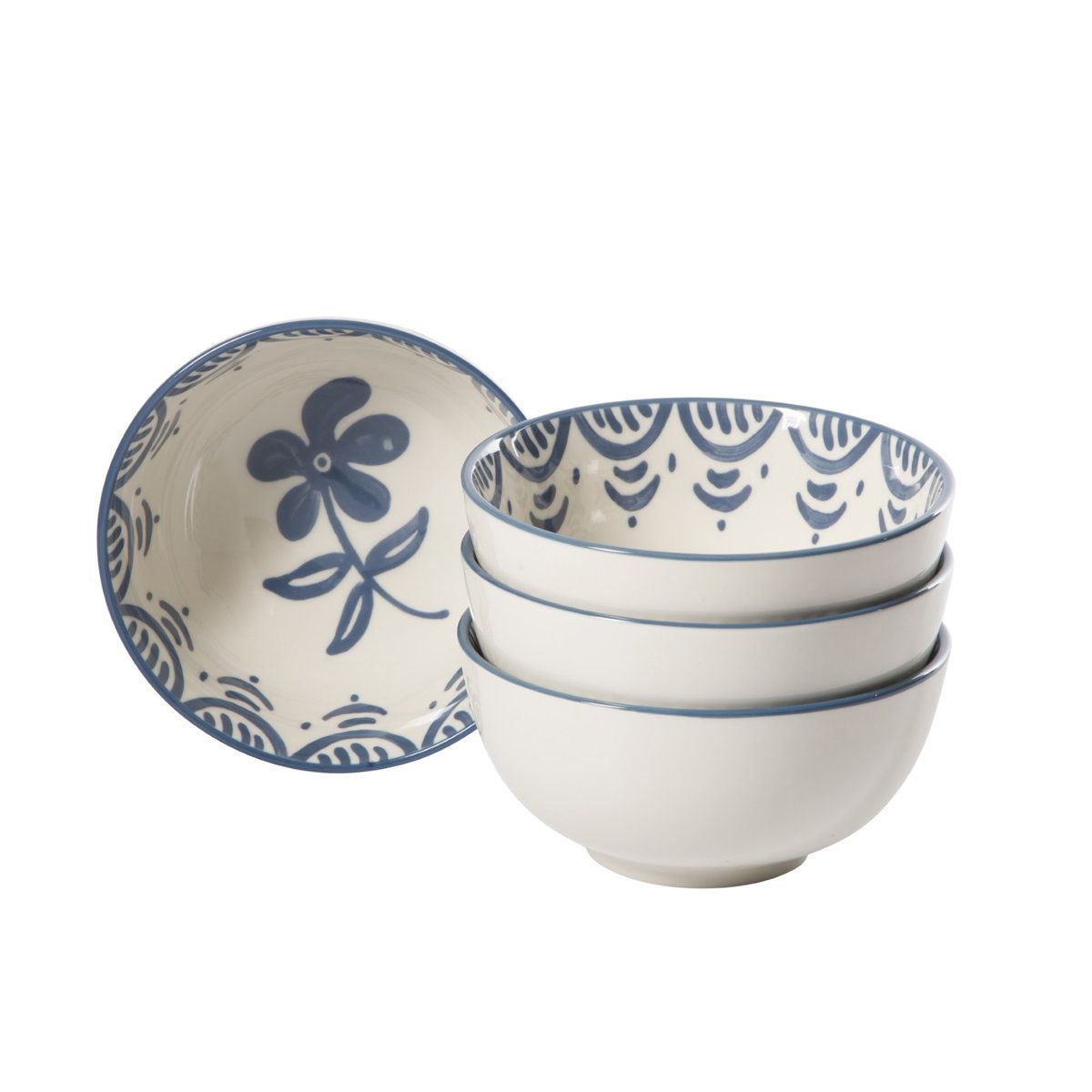 Bloomhouse - 2-Time Oprah&amp;rsquo;s Favorite Things - Valencia Flor 4 Piece Set, 8&amp;rdquo; Stoneware Pasta Bowls, Mediterranean Floral Decal Design | Wayfair