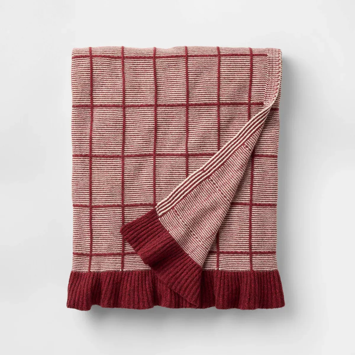 50&quot;x60&quot; Windowpane Plaid With Ruffle Throw Blanket - Threshold&amp;trade; Designed With Studio Mcgee
