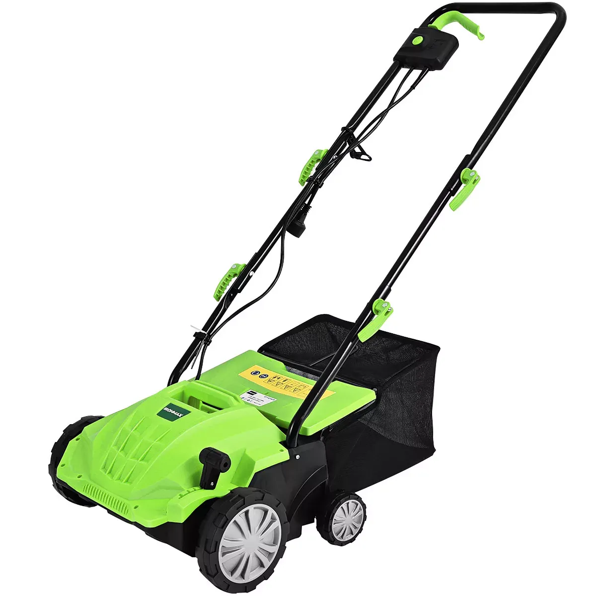 Costway 12amp Corded Scarifier 13" Electric Lawn Dethatcher With 40l/11-Gal Collection Bag Green