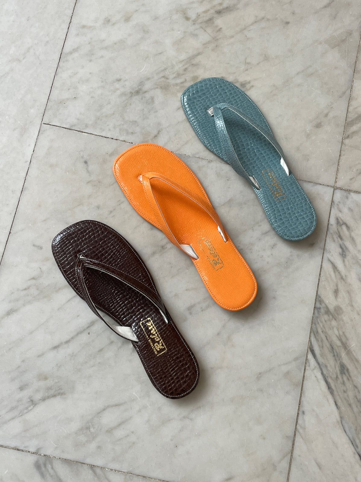 Relaxe Slippers, Square Toe Embossed - Orange / 37
