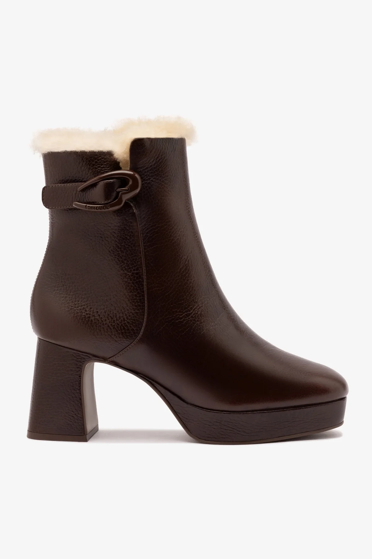 Larroud&amp;eacute;, Dolly Verona Low Boot in Brown Leather and Natural Shearling