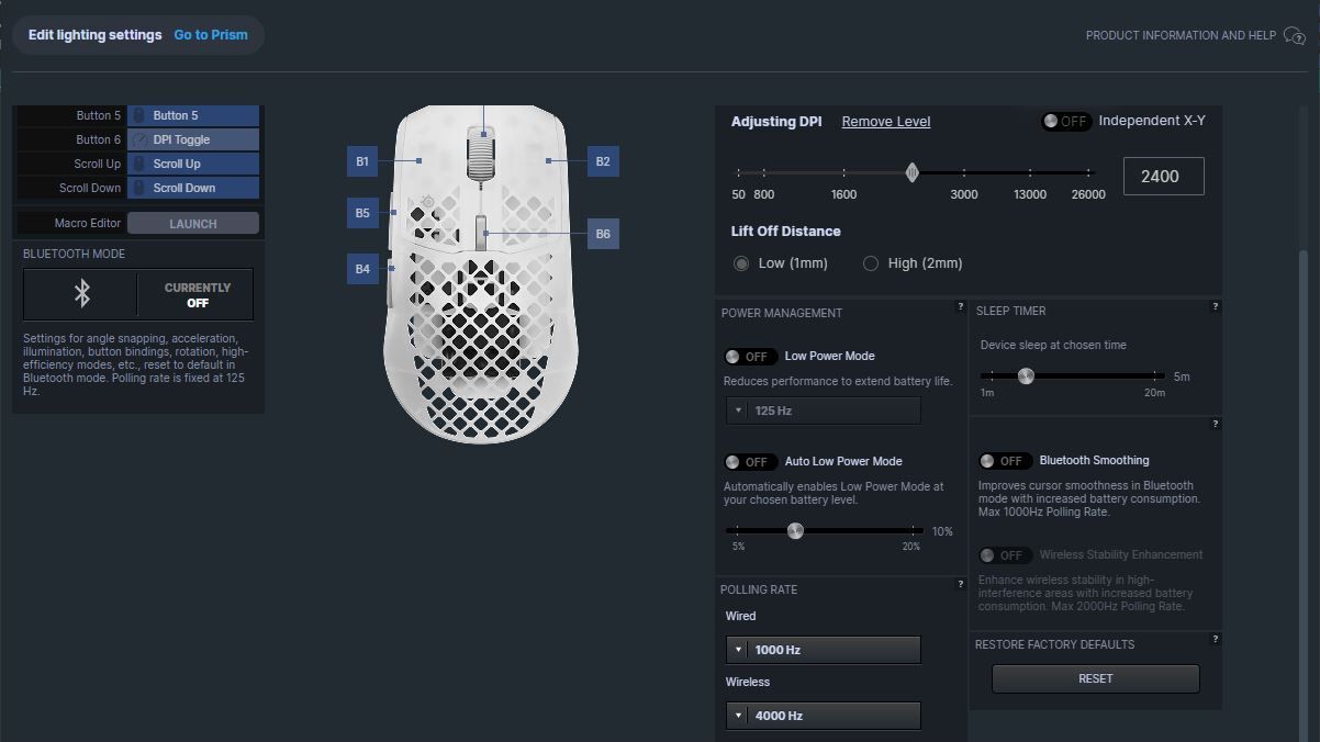Screenshot of configuration software