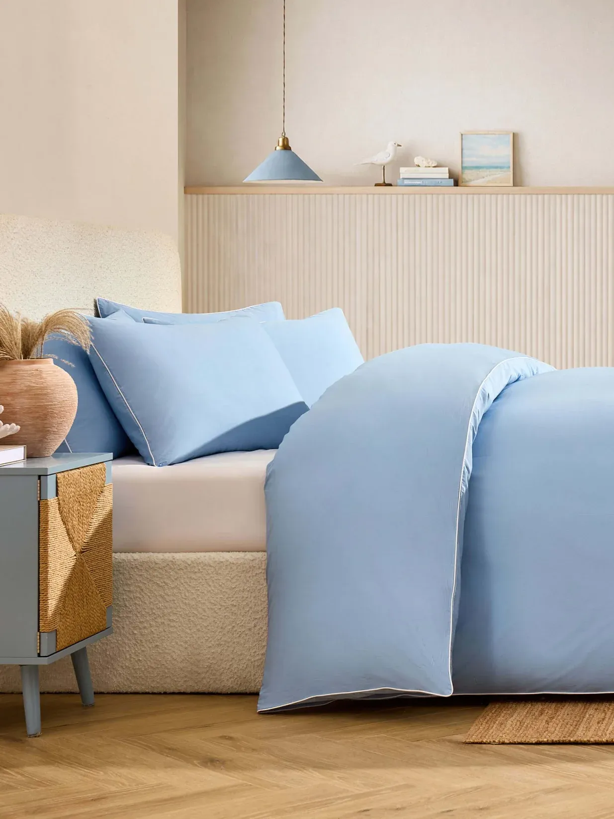 DUSK, Cambridge 200 Thread Count Duvet Cover - Light Blue