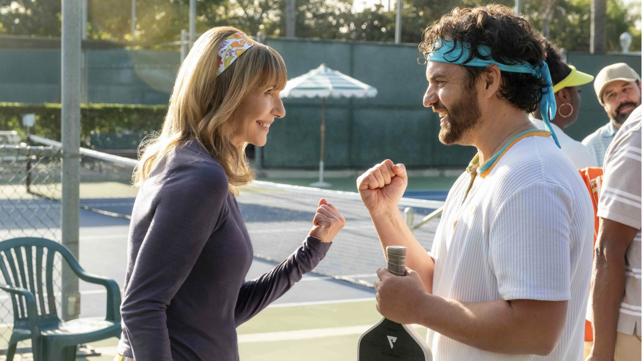a production image of Mary Steenburgen as Candice, and Jake Johnson as Dusty in The Dink