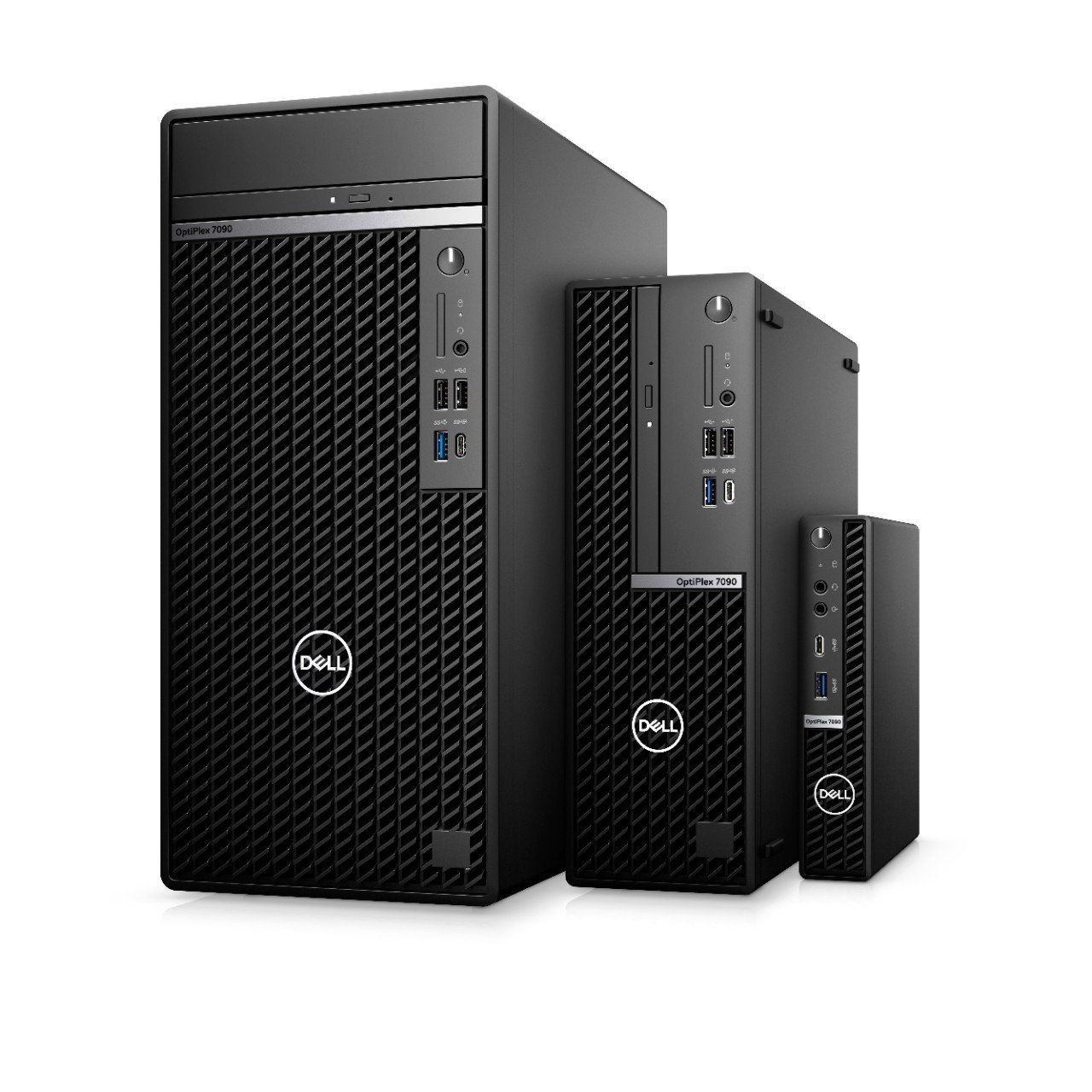 Dell's OptiPlex 7090 Tower stands tall alongside Small Form