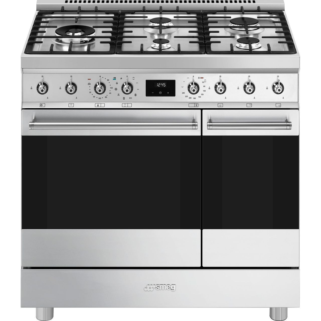 Smeg Symphony C92gpx2 90cm Wide Dual Fuel Range Cooker With Gas Hob and Pyrolytic Cleaning - Stainless Steel - a / a Rated