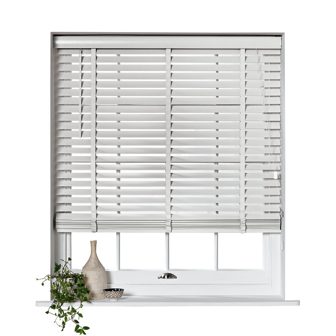 Habitat Wooden White 50mm Slat Venetian Tape Blind - 60cm