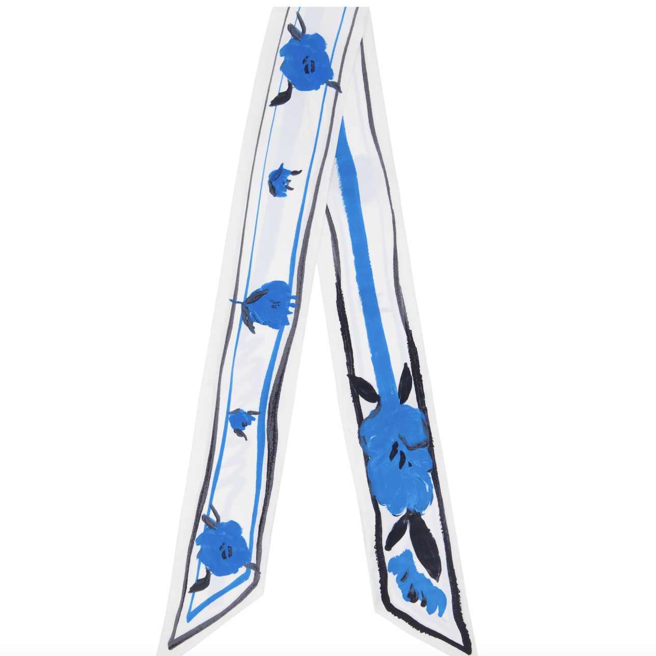 Marni, White &amp;amp; Blue Floral Print Silk Bandeau Scarf