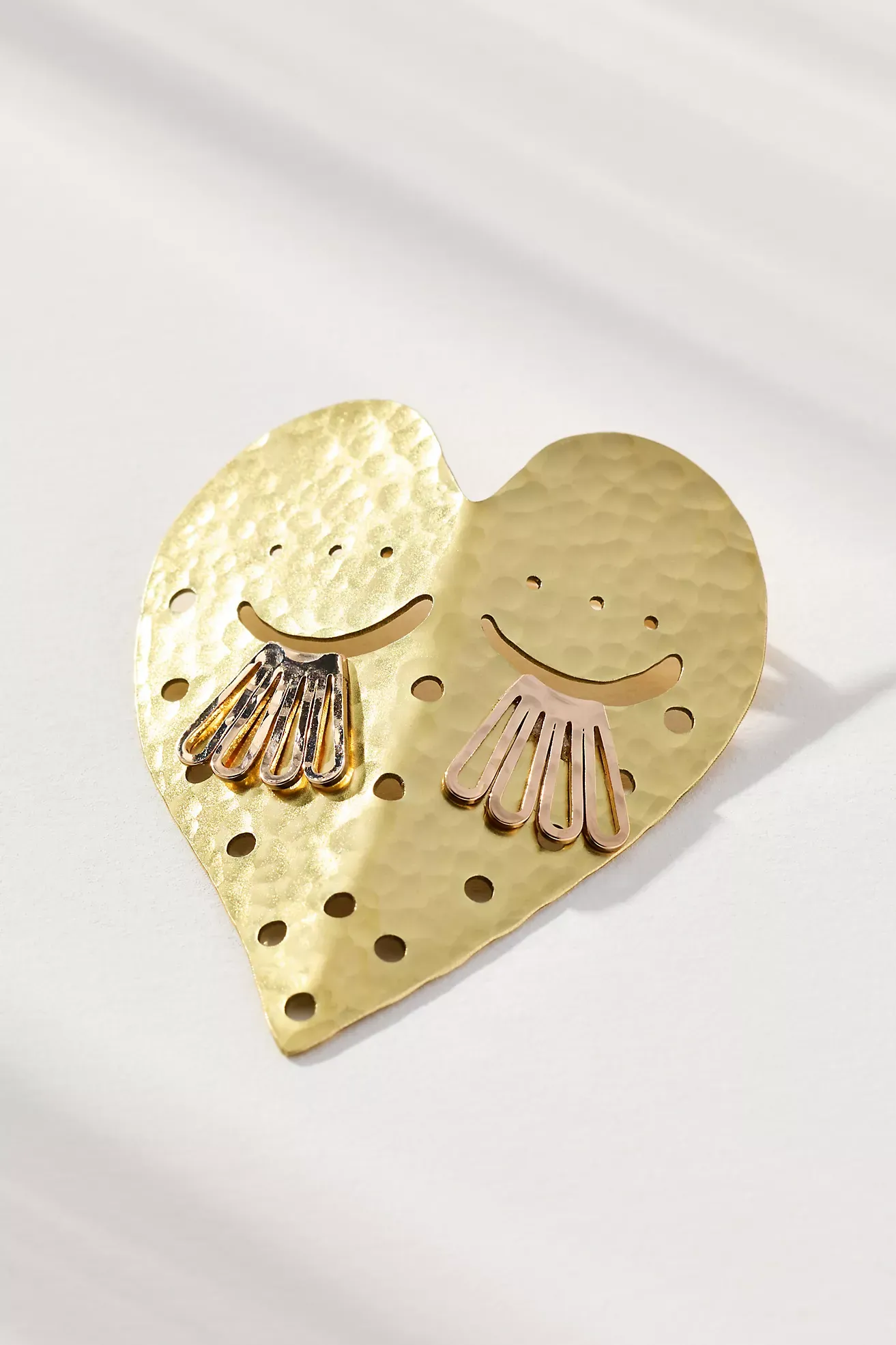 Anthropologie, Metal Heart Face Brooch